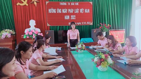 Trường Tiểu học Bảo Khê Thực hiện công văn 673 của PGD&ĐT TP Hưng Yên về hưởng ứng Ngày pháp Luật VN năm 2022.